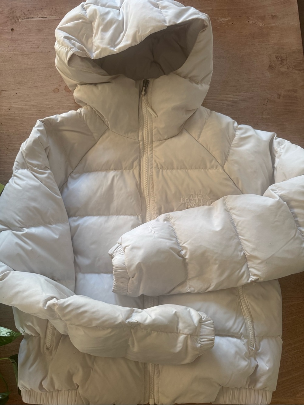 The North Face Women's Off-White Quilted Hooded Puffer Jacket